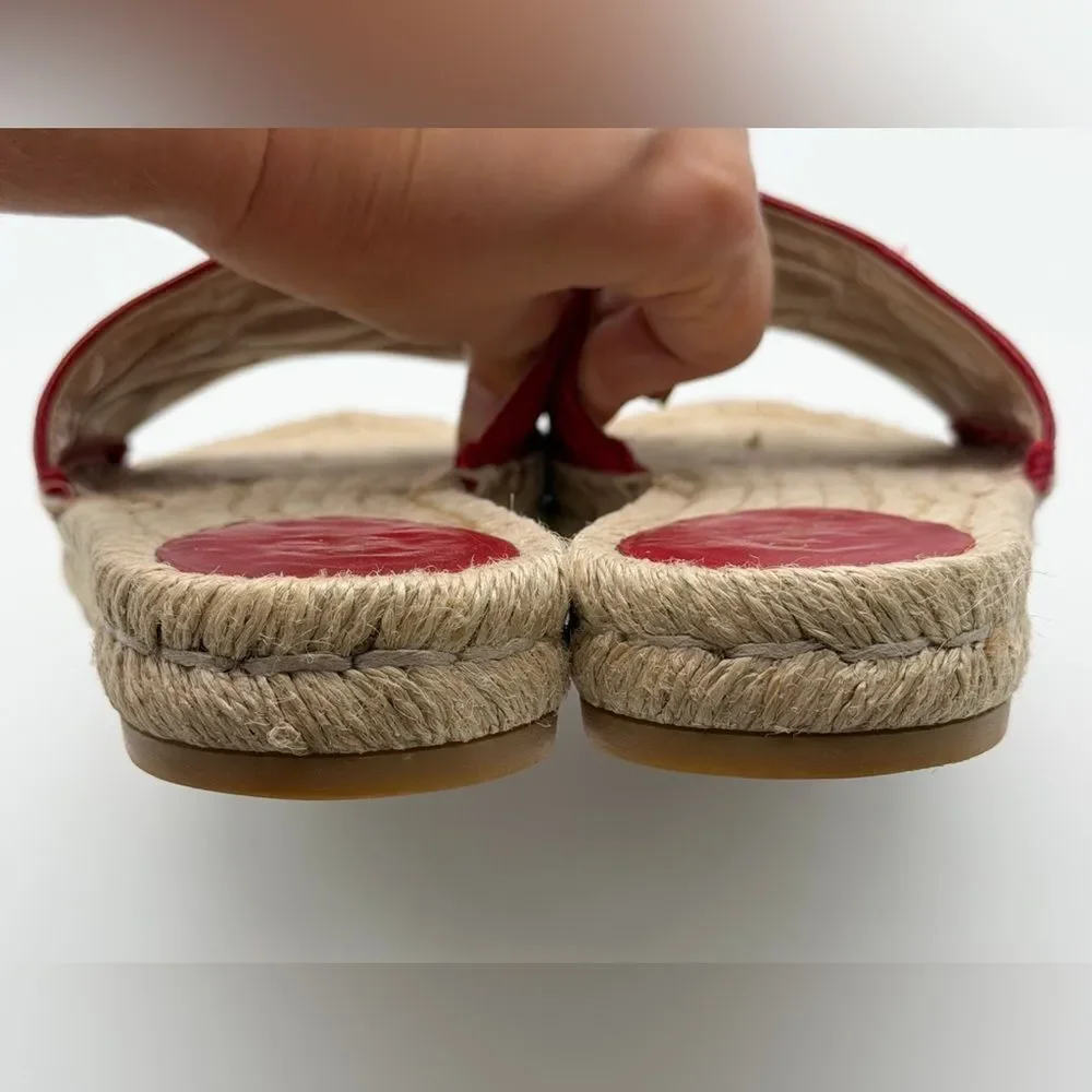 Gucci Pilar GG Marmont Leather Espadrille Slide Sandals Red Matelassé EU 38 US 8 - Picture 7 of 12